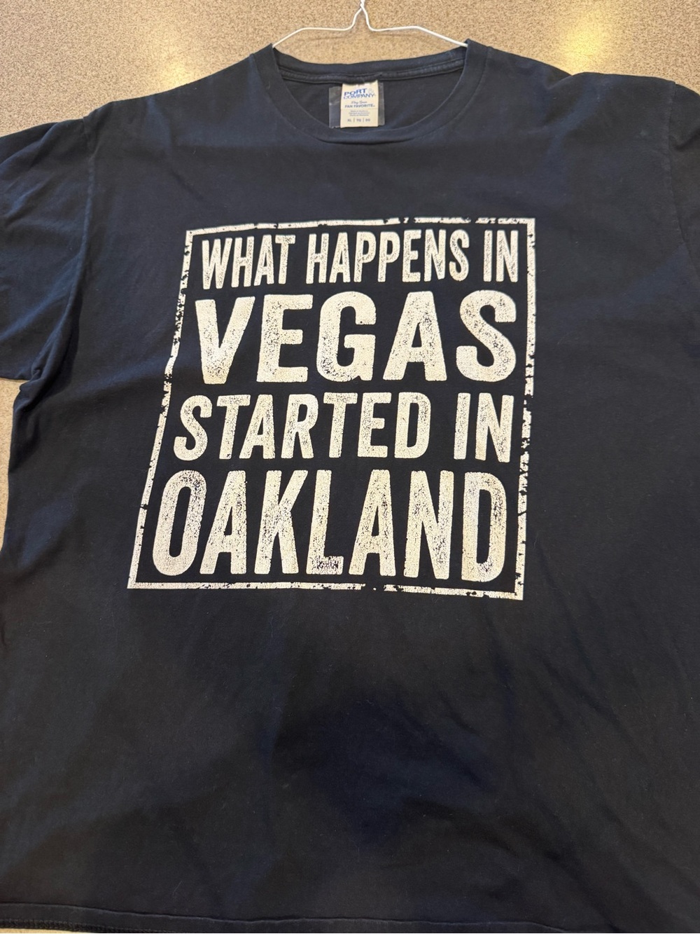XL nfl Raiders “ what happens in Vegas started in Oakland” screenprint